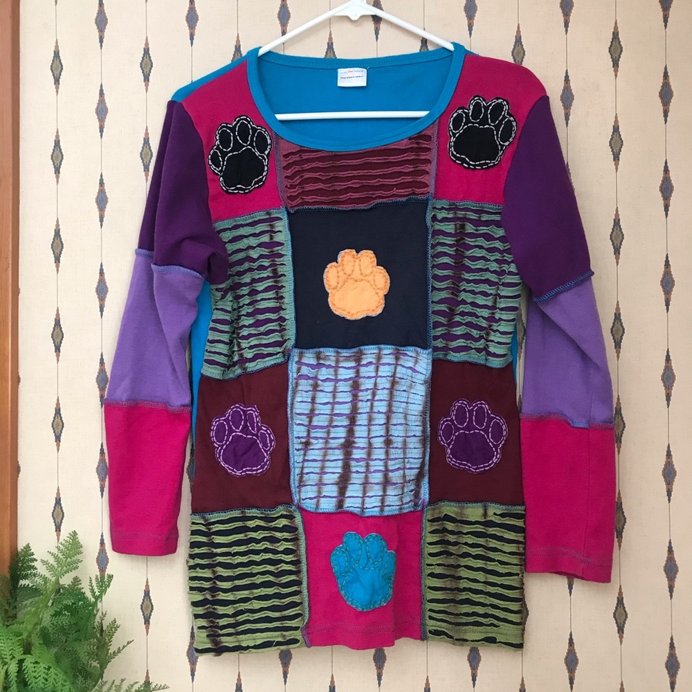 Greater Good Network Color Block Paw Print Top